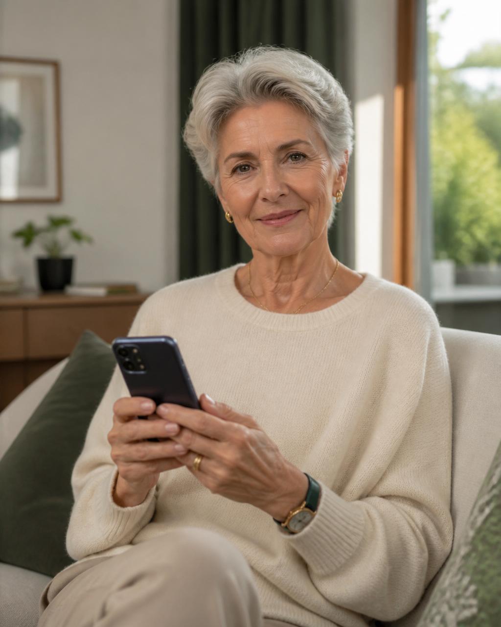 Schweizer Seniorin nutzt selbstbewusst ihr Smartphone
